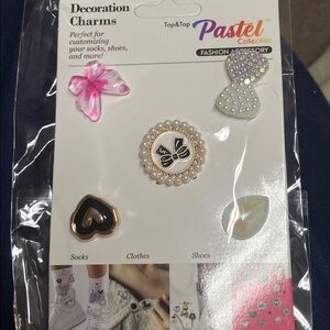 5 x Coco Posh Charms tack style pins Hearts Bows Faux Pearls Rhinestones Glam